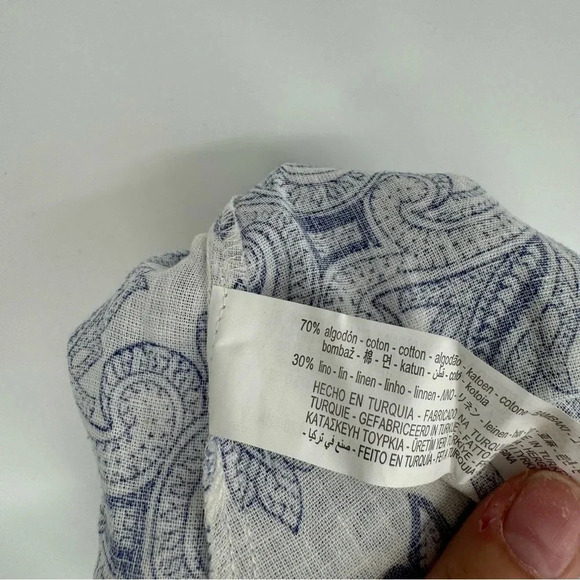 Zara Cotton Linen Cobalt Blue Paisley Classy Old Money Style Bustier Mini Dress - Picture 4 of 4